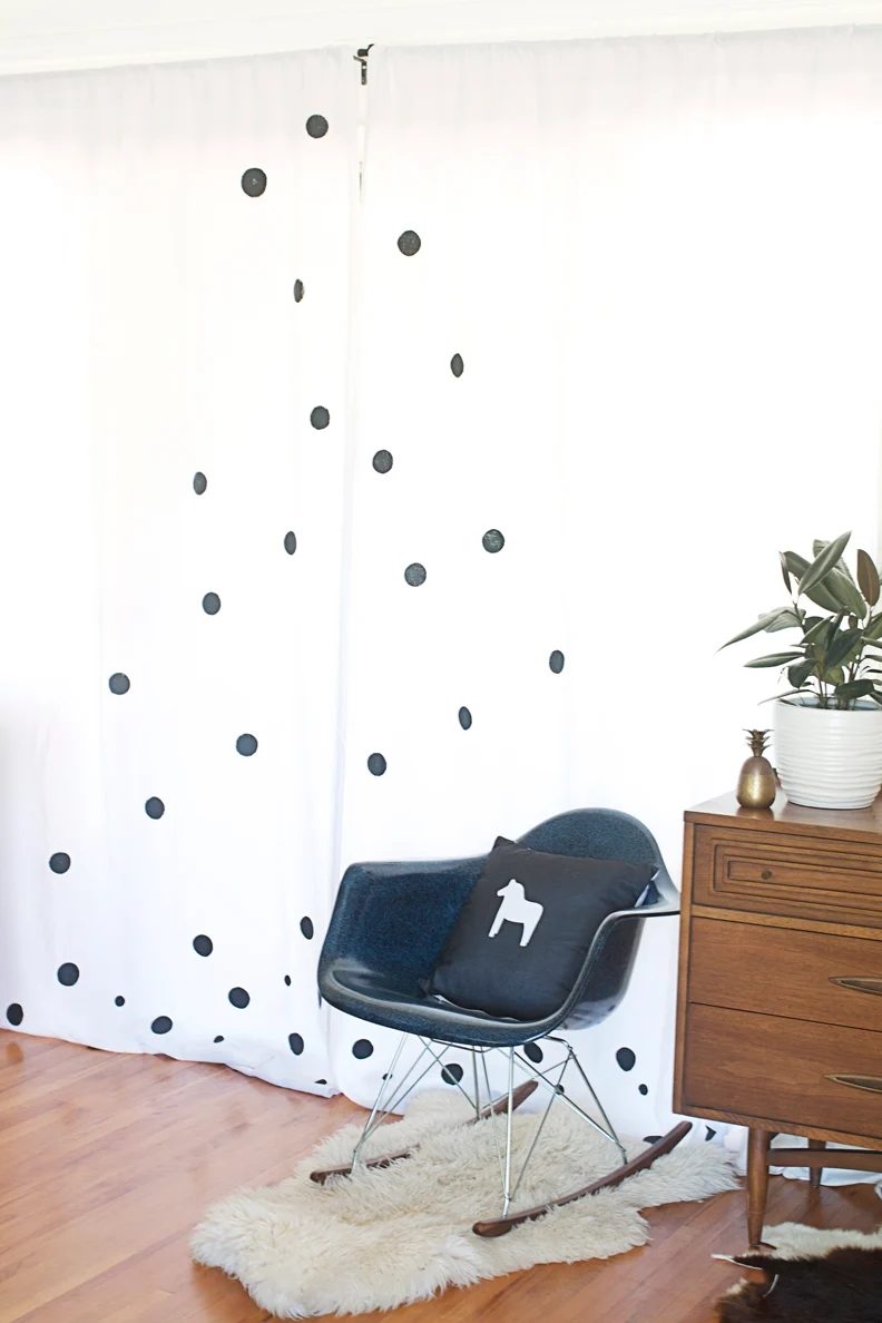 Hello Lidy - polka dot painted curtains - via Bekob