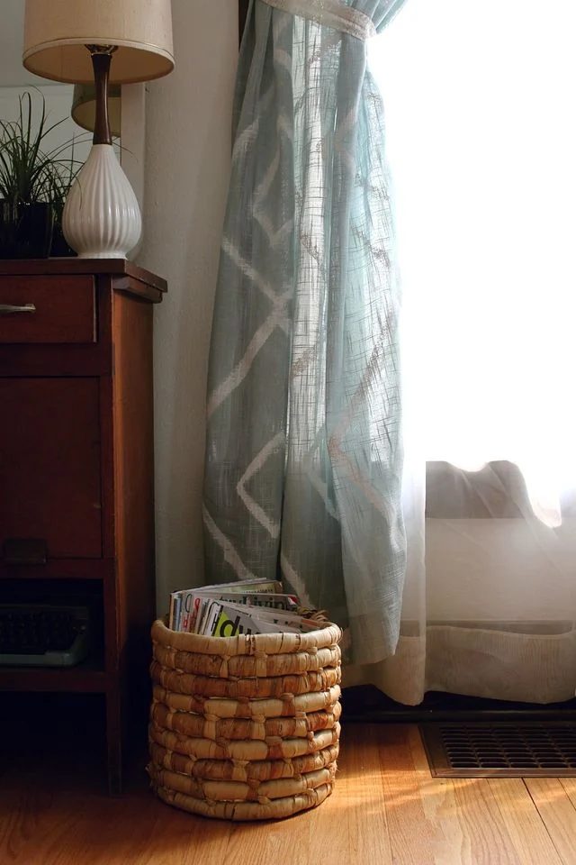 Smile and Wave - geometric diamond painted curtains - via Bekob