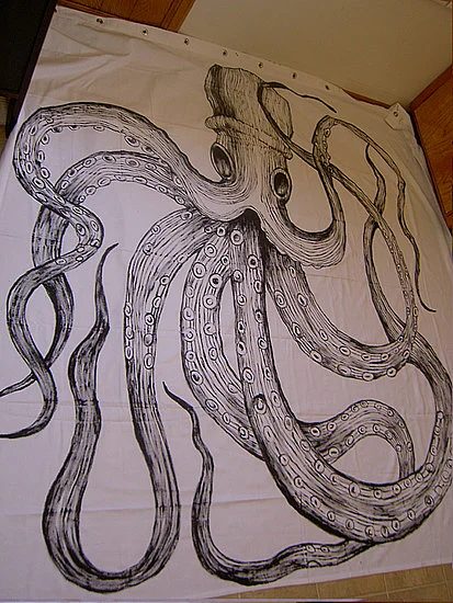 via Casa Sugar - hand painted octopus curtain - via Bekob