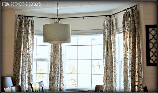 damask stenciled curtains - featured on Bekob