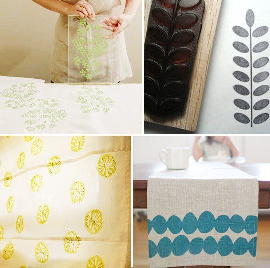 Apartment Therapy - how to stamp your own textiles for sheets or curtains - via Bekob