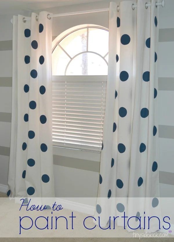Tiny Sidekick - polka dot painted curtains - via Bekob