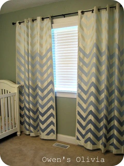 Owens Olivia - painted ombre chevron curtains - featured on Bekob