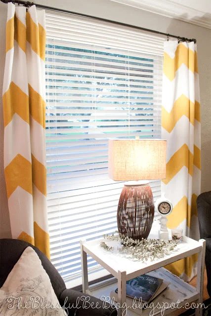 The Blissful Bee - handmade painted chevron curtains - featured on Bekob