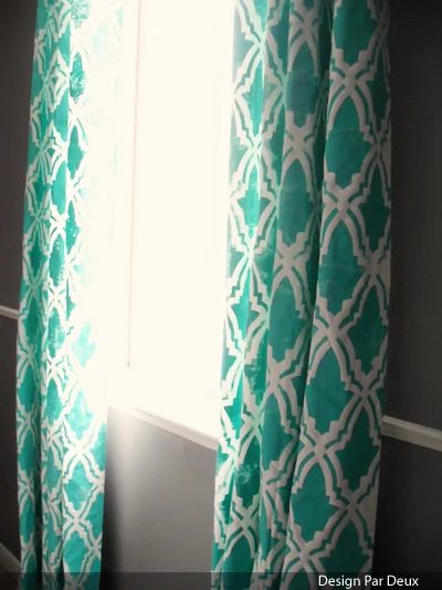 Design Par Deux - stenciled curtains - via Bekob