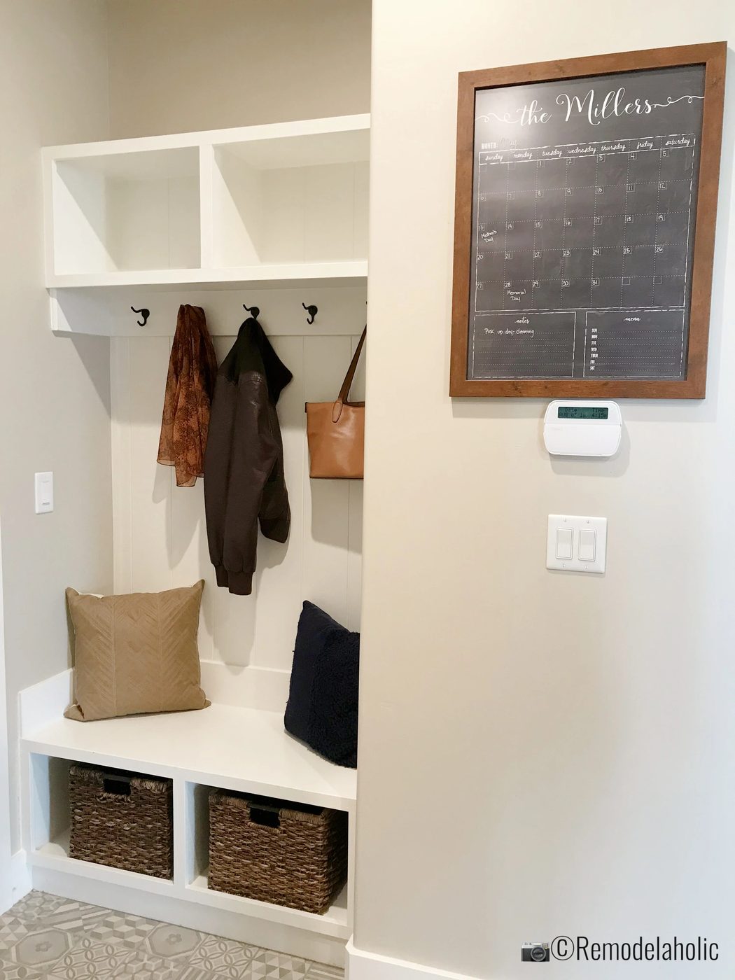 Add patterned tile in a mudroom for a fun touch. SLPH 2018 Home 18 Oakwood Homes, Photo by Bekob