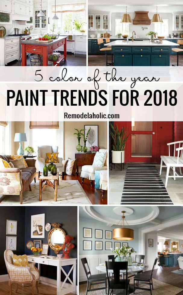 Now trending: 2018 color of the year paint colors. Explore Pantone Ultra Violet, Benjamin Moore Caliente, Sherwin-Williams Oceanside, Glidden Deep Onyx, Dutch Boy Sandstone Tint, a