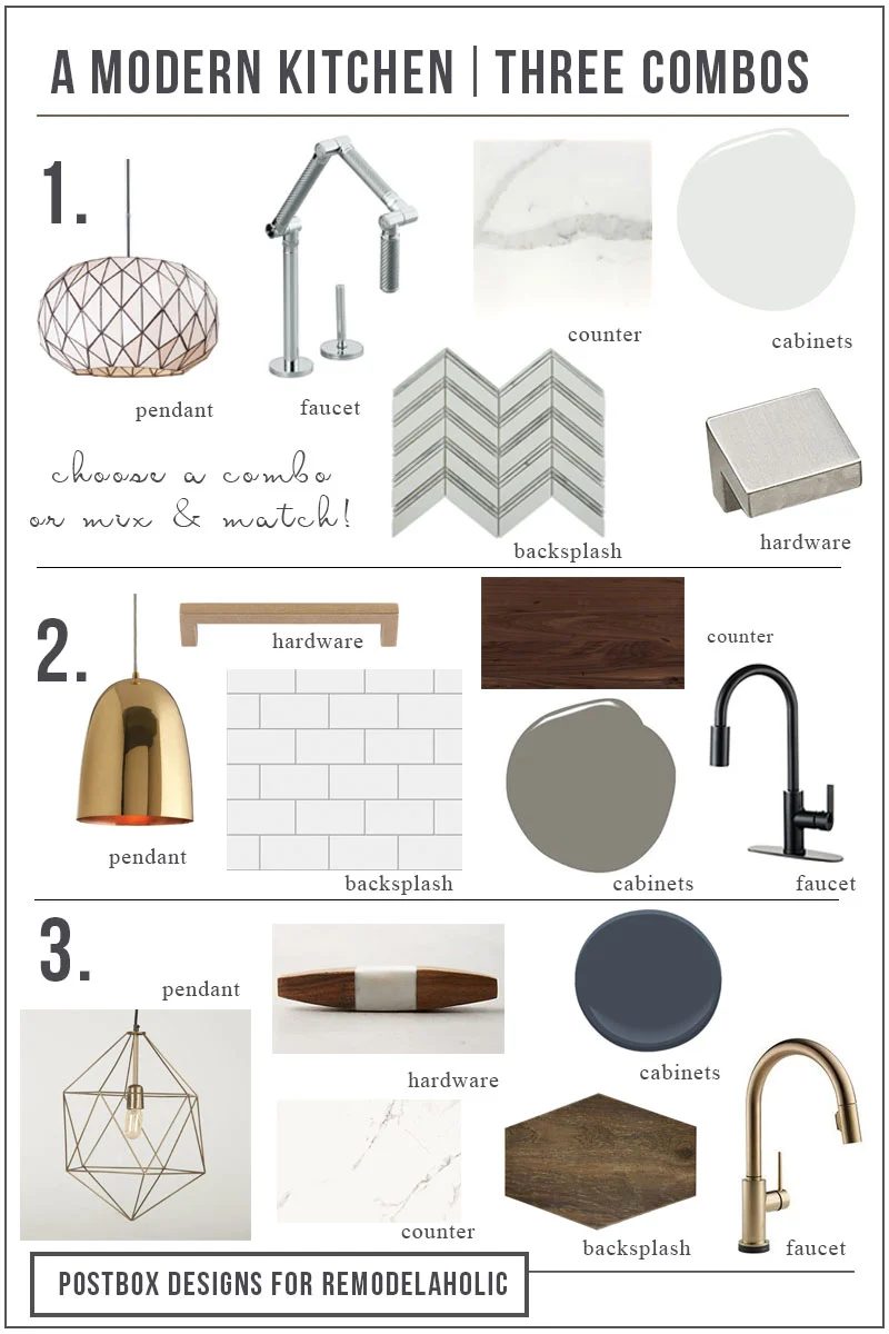3 Combos Modern Kitchen Vert Mood Board