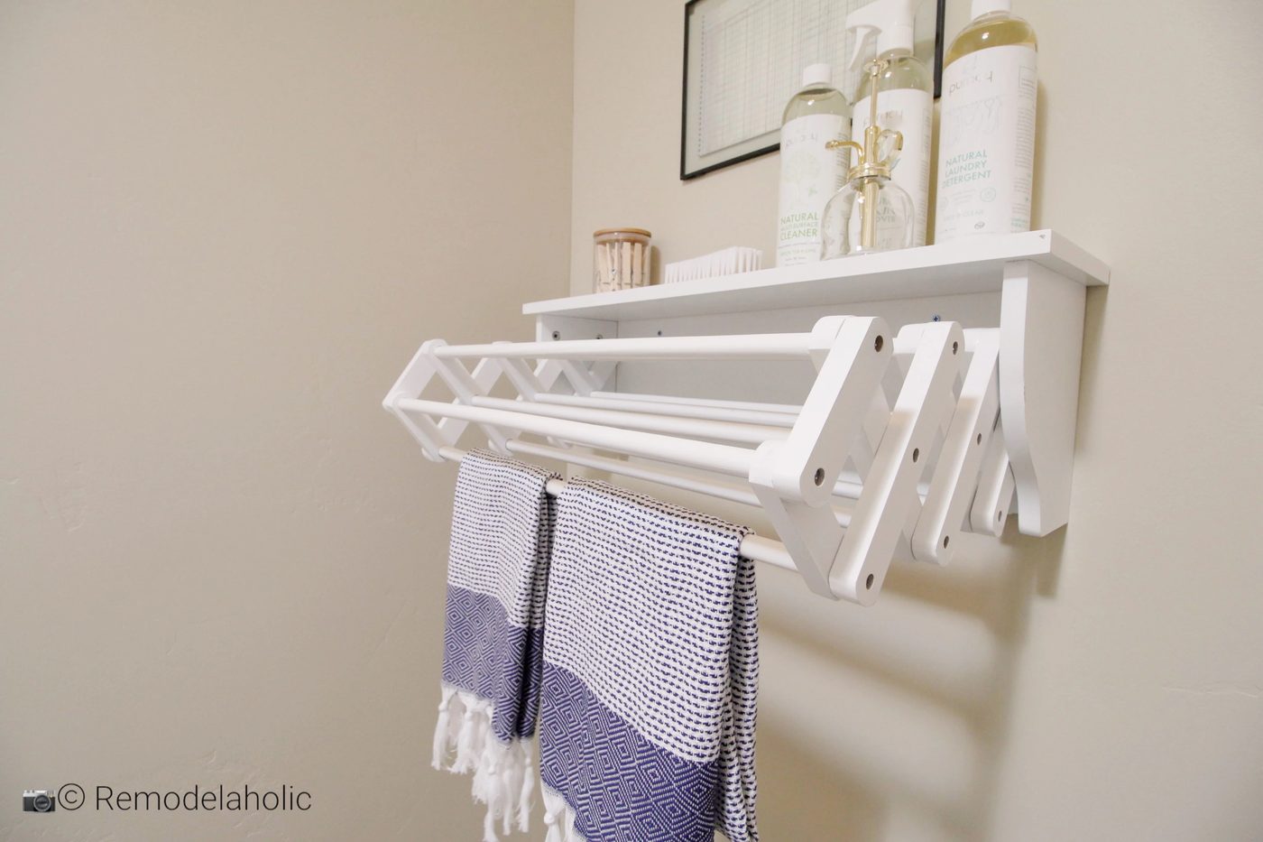 Laundry Room Shelf with drying rack featured on Bekob.com's Cool Shelves to BuySLPH 2018 Home 5 Regal Homes (307)