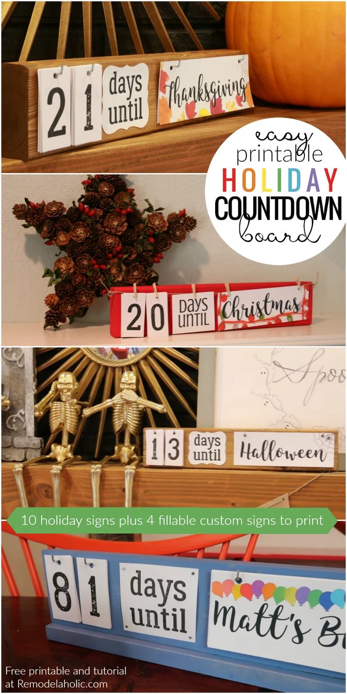 straightforward Handmade Holiday Countdown Boards With Printable Holiday Signs @Bekob