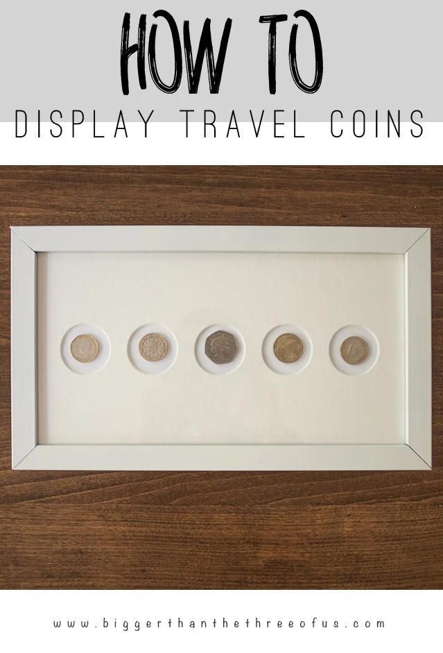 Handmade Wall Decor options: display travel coins as wall art (Bigger Than The Three of Us)
