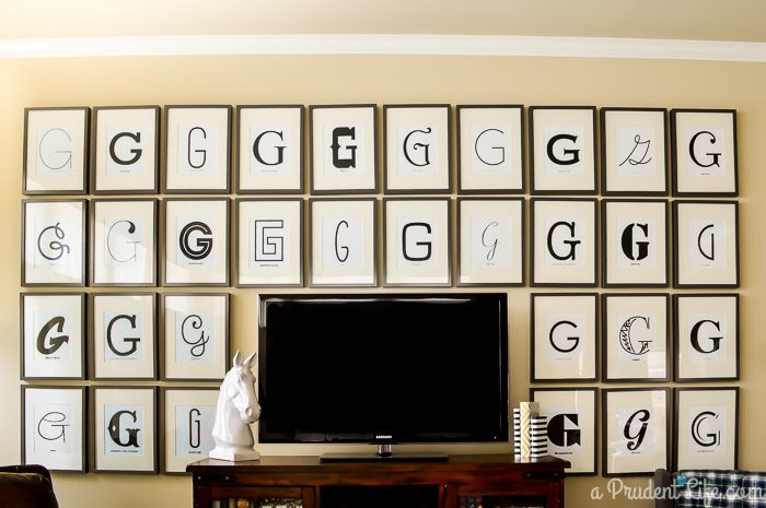 Handmade Wall Decor options: typography monogram gallery wall (A Prudent Life)