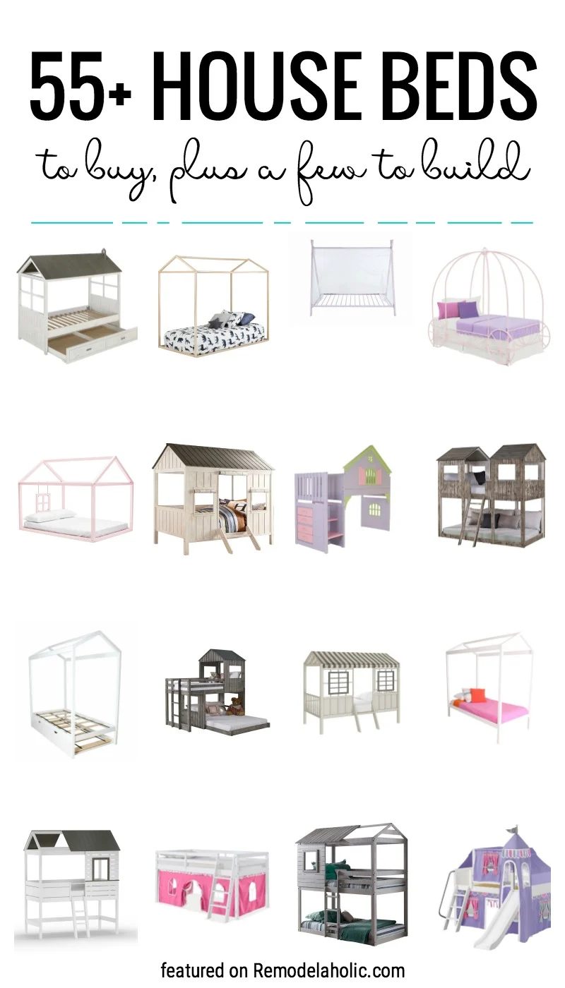If you love the look of a house shaped bed, but don't want to come up with your own design or have to worry about cutting lumber, try one of these great 55+ House Beds to Buy optio