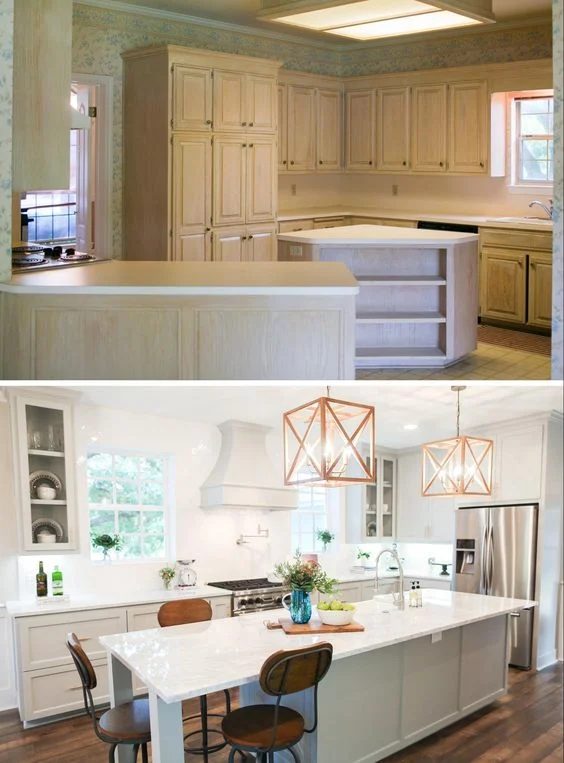 Love the look of the kitchens on Fixer Upper? Get the look in your own home with these 6 Design Elements of a Fixer Upper Kitchen featured on Bekob.com Fixer Upper Kitchen - Seaso