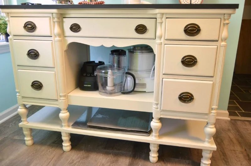 desk into kitchen island Create and Babble