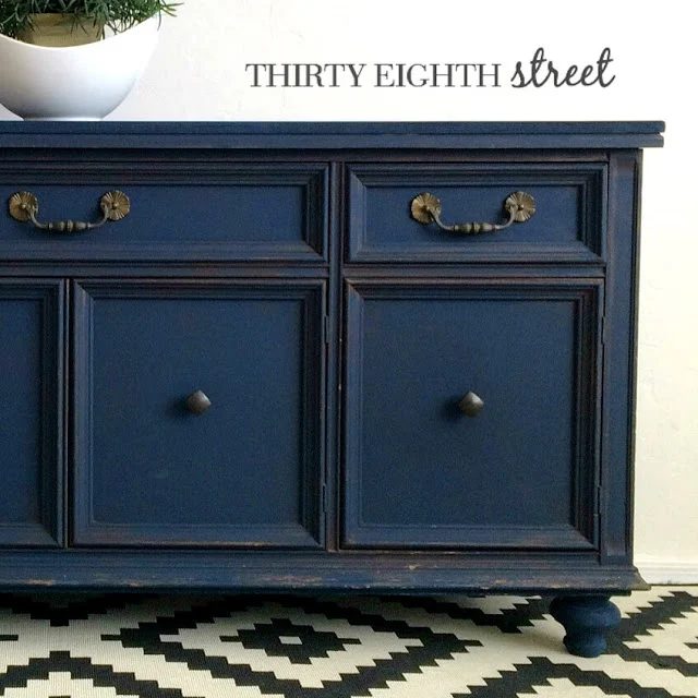 blue console makeover Thirty Eighth Street