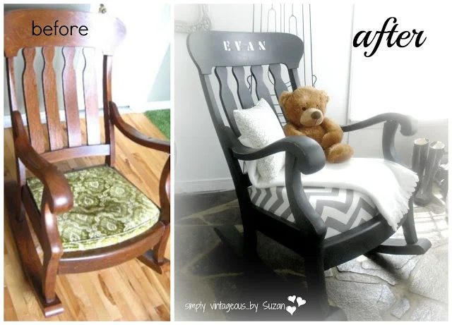 before and after rocking chair makeover Simply Vintageous