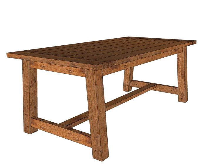 Build a Handmade Farmhouse Dining Table with Trestle Base and Stretcher