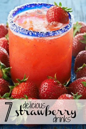 Brighten up your spring and summer days with a refreshing strawberry drink! Serve these 7 strawberry drinks at your next BBQ or pool party! 7 Delicious Strawberry Drinks via @tipsa