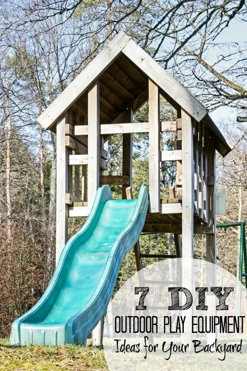 Wondering what to do with your empty backyard? Try these 8 Handmade outdoor play equipment options to turn your backyard into a fun playground for your kids! 7 Handmade Outdoor Pla