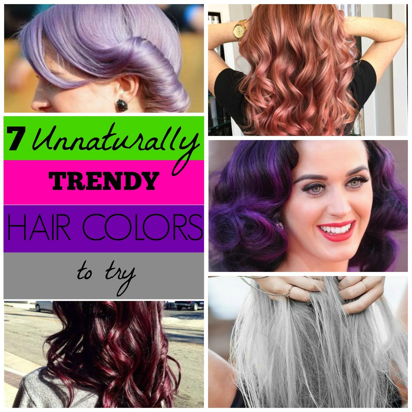Give up your boring color routine and try something new with one of these creative trendy hair colors! Subtle or strong, there's a color for everyone. 7 Unnaturally Trend Hair Colo