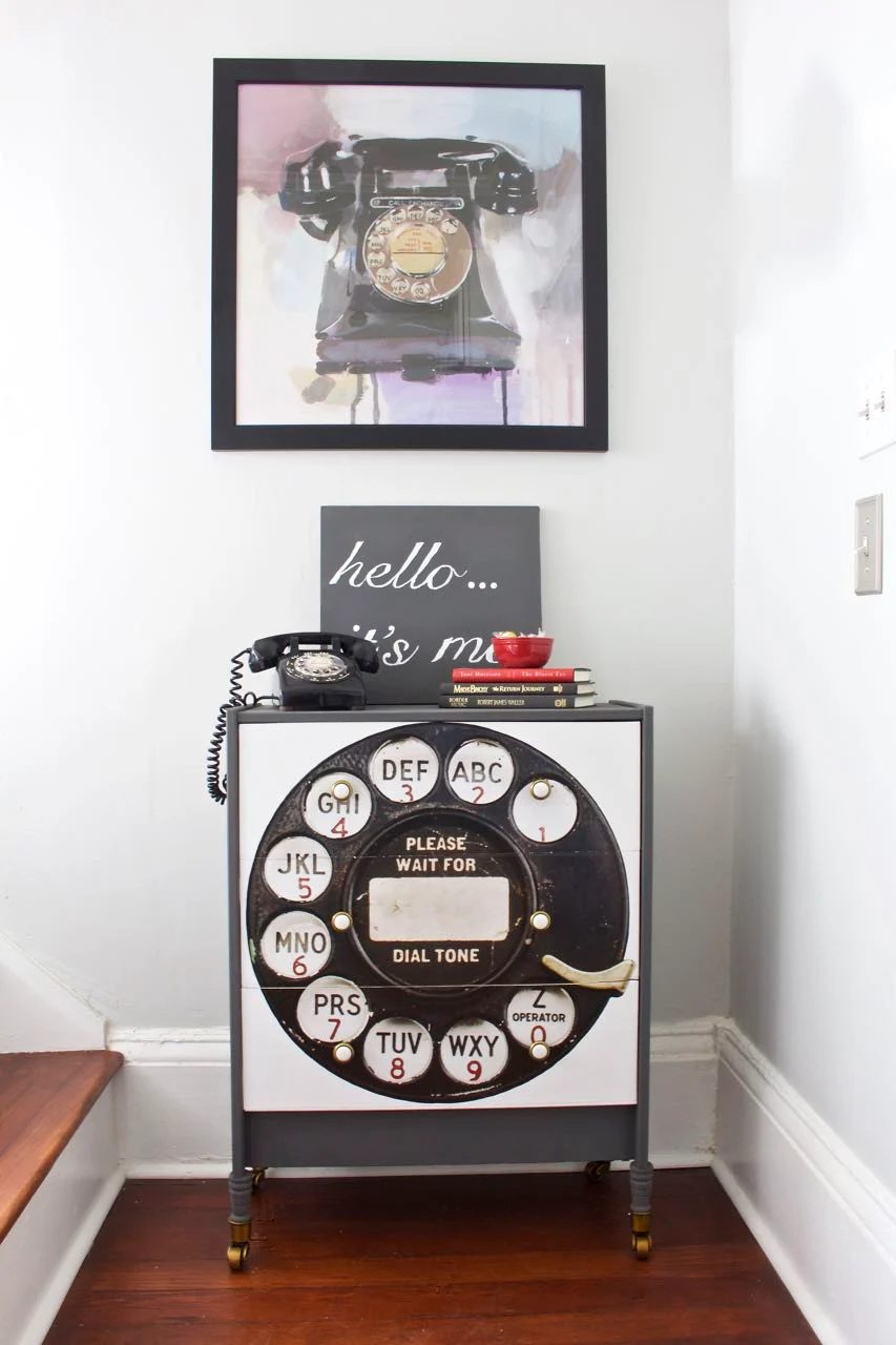 RAST dresser hacked to look like an old rotary phone, so cute! 2 Bees in a Pod