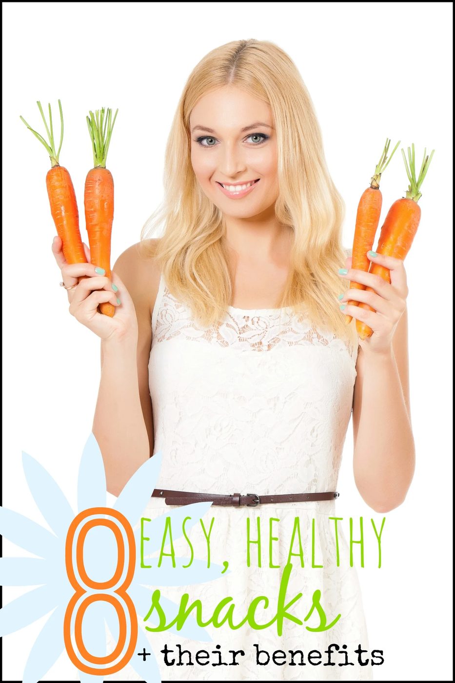 Happy striking Girl With Fresh Carrots, Isolated On White Background