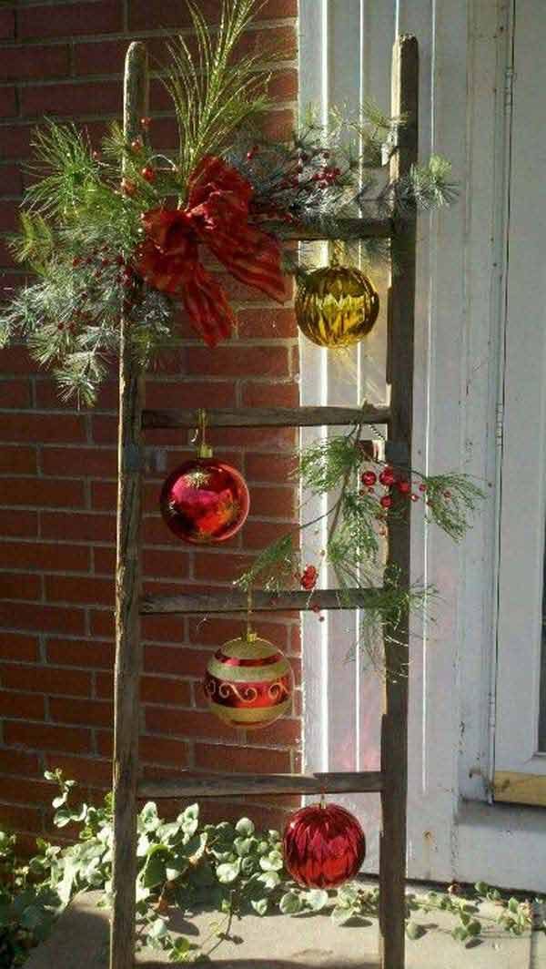 Porch Ladder Decor For Christmas Ornaments