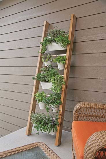 Vertical Wooden Ladder Porch Planter, Capper's Farmer