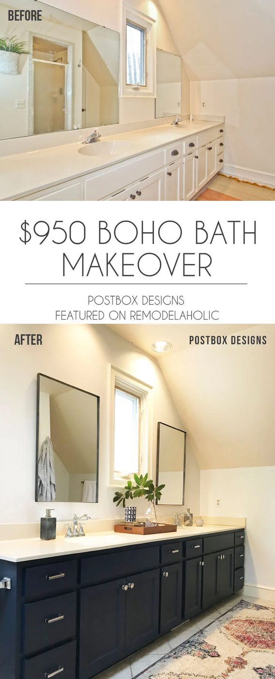 $950 modest-cost Bathroom Makeover | Update a large master bathroom on a modest-cost with these affordable product sources, modest-cost-friendly tips and Handmade projects #Bekob