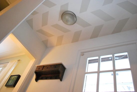 vivid White And Grey Herringbone Ceiling