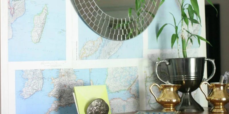 Renter-Friendly Handmade Map Wall Treatment