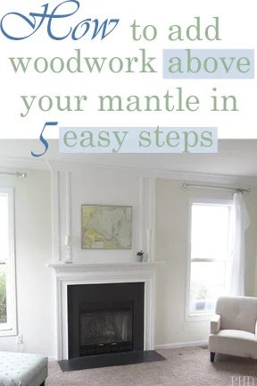 how to add woodwork above your mantel - Provident Home Design featured on @Bekob