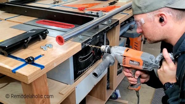 04 Drill 3 8th Hole If Needed For Table Saw Fence Rail Install