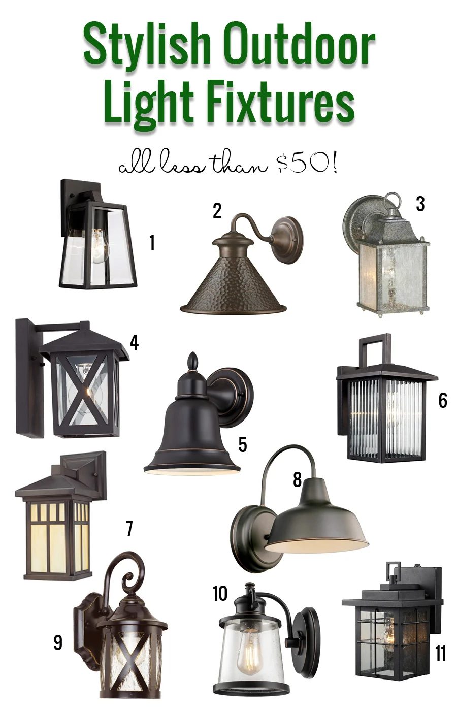 Stylish Outdoor Light Fixtures That are Under $50. So many great options!