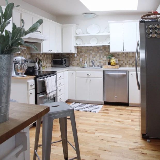 before, handmade marble countertop walkthrough, self-installed over existing laminate counter, Zevy Joy featured on @Bekob
