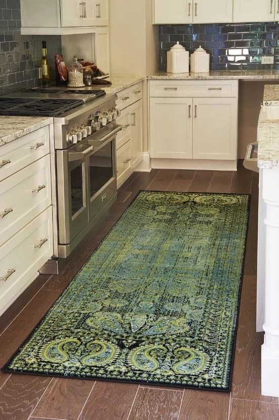 Vintage Style Runner In A White Kitchen Via Wayfair