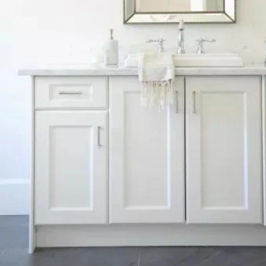 3.3 White Bathroom Vanity With Grey Tile Floor