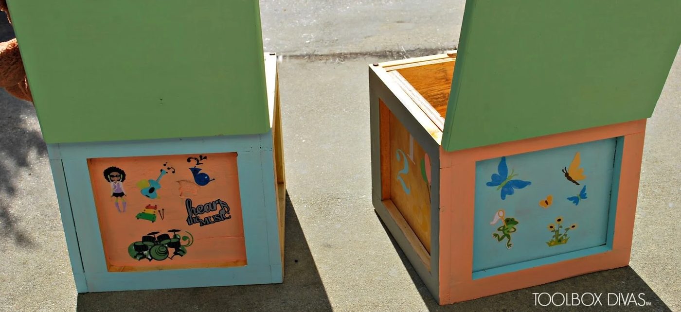 Building Block Seats with Storage for Playtable by ToolBox Divas for Bekob