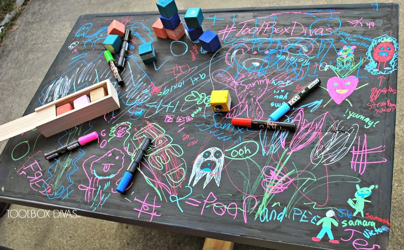 Chalkboard Top for Building Block Playtable by ToolBox Divas for Bekob
