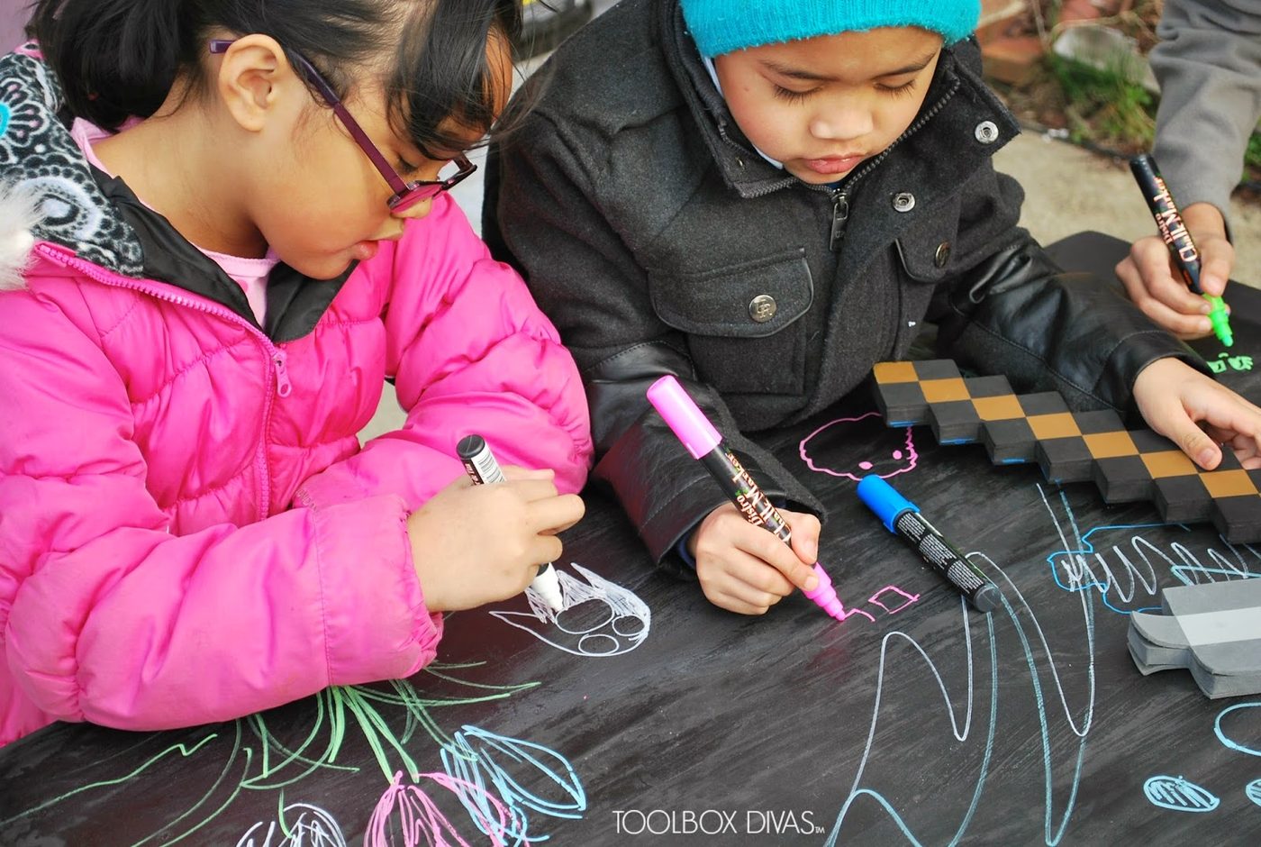 Handmade Chalkboard Building Block Playtable by ToolBox Divas for Bekob