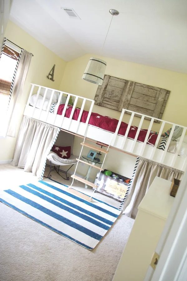 double loft bed rope ladder handmade kids