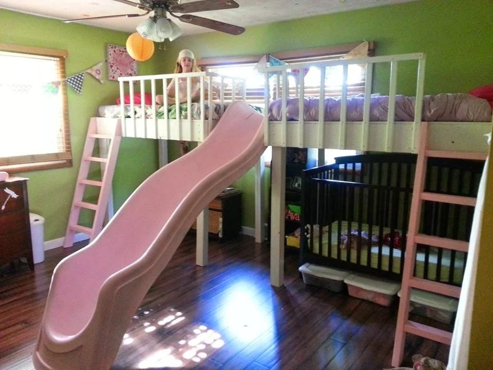 double loft bed handmade kids slide