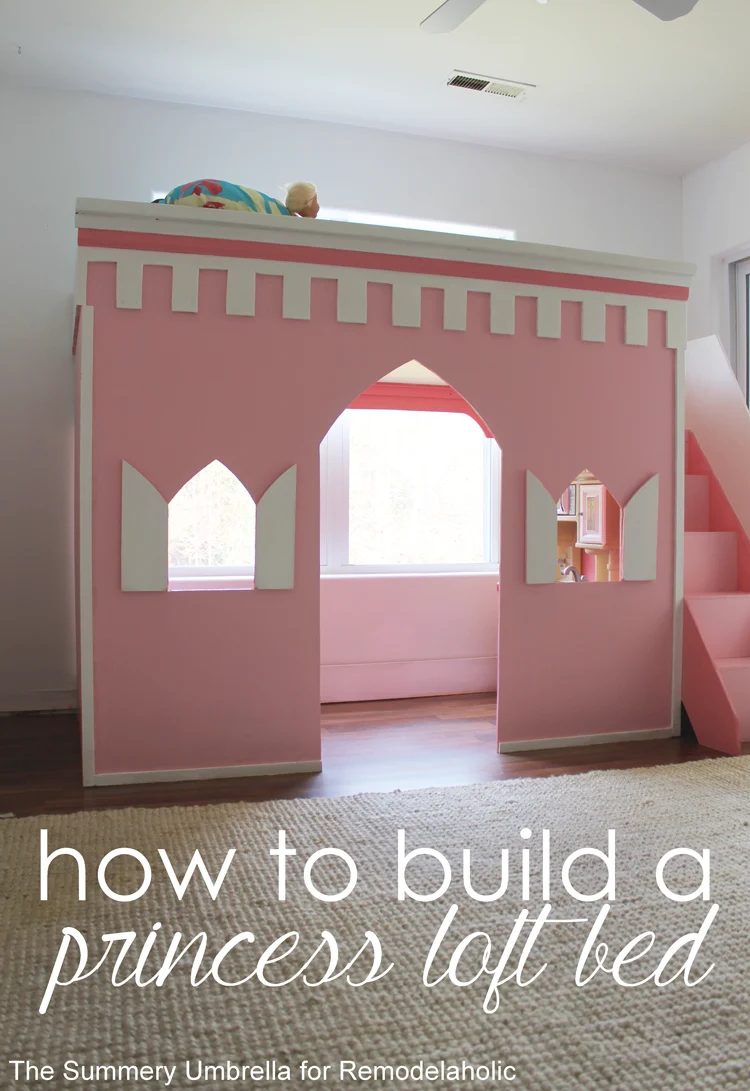 How to build a castle loft bed -- great for a prince or princess! This is fun for a kids' bedroom, or it would make an solid playhouse and reading nook, too!