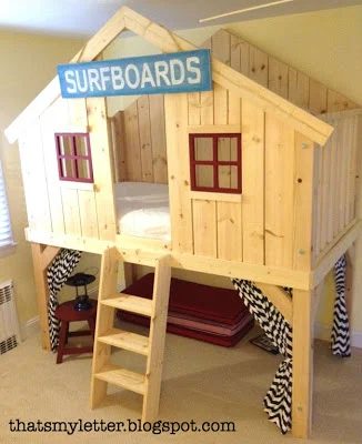 surf shack clubhouse loft bed handmade kids