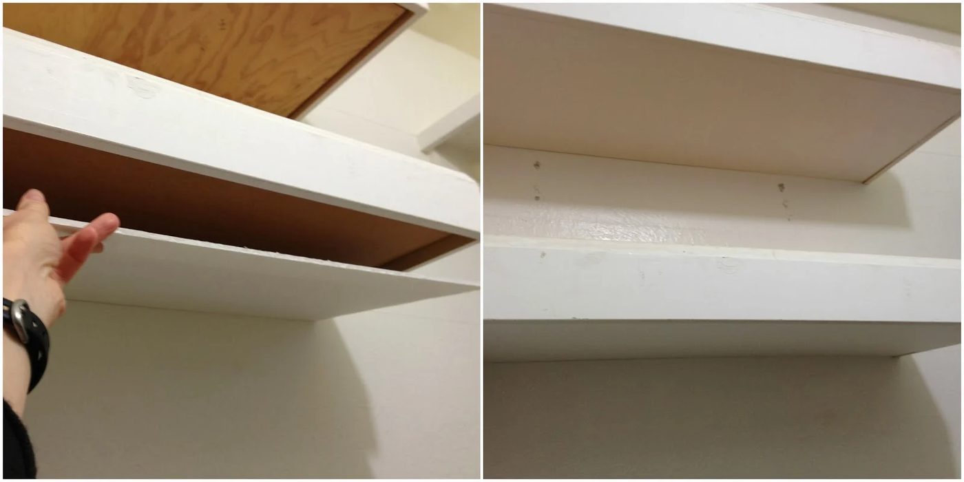 foam core on the bottom of floating shelves in master closet, My Love 2 Create on Bekob