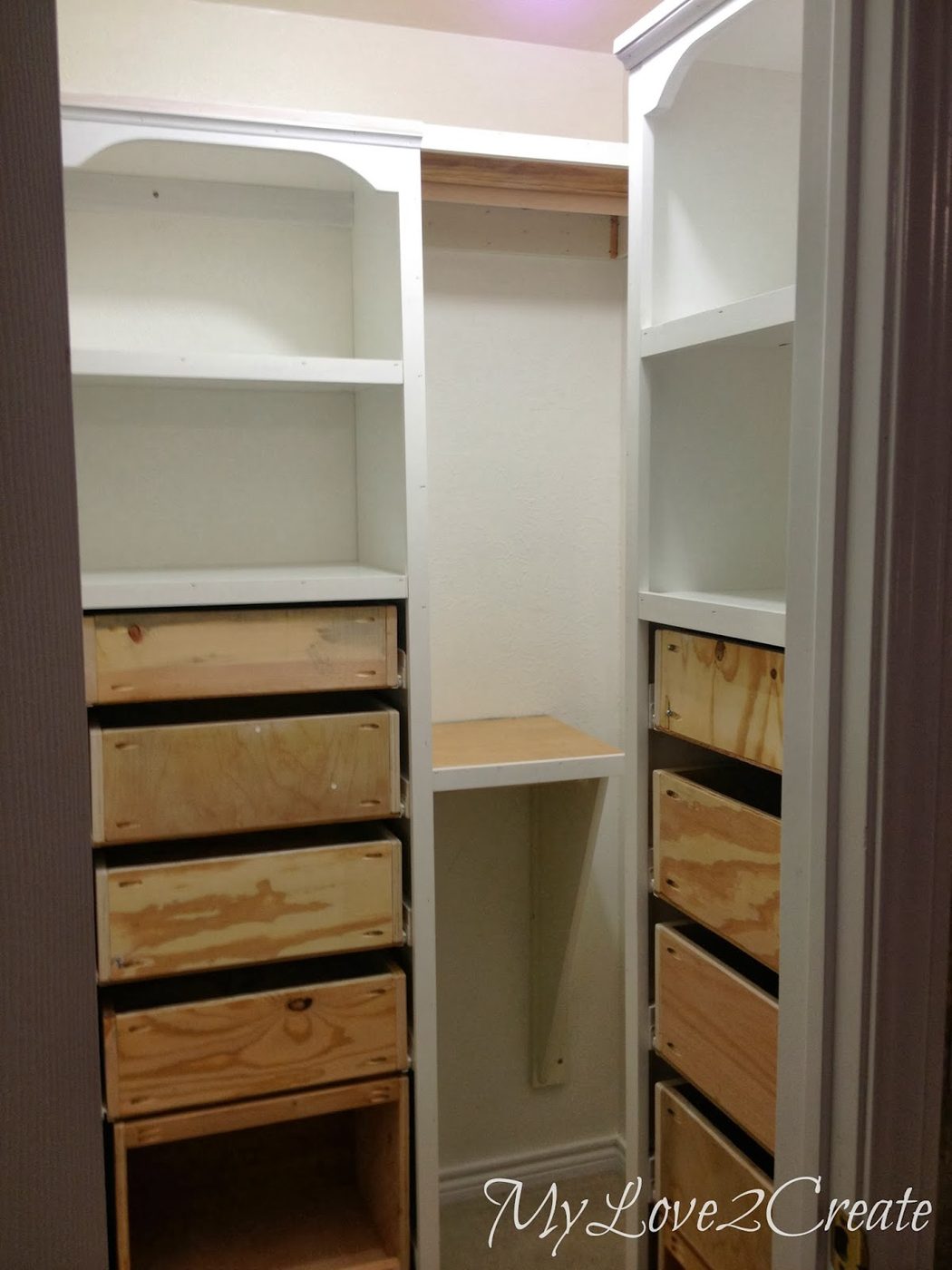 master closet shelf makeover with rods, My Love 2 Create on Bekob
