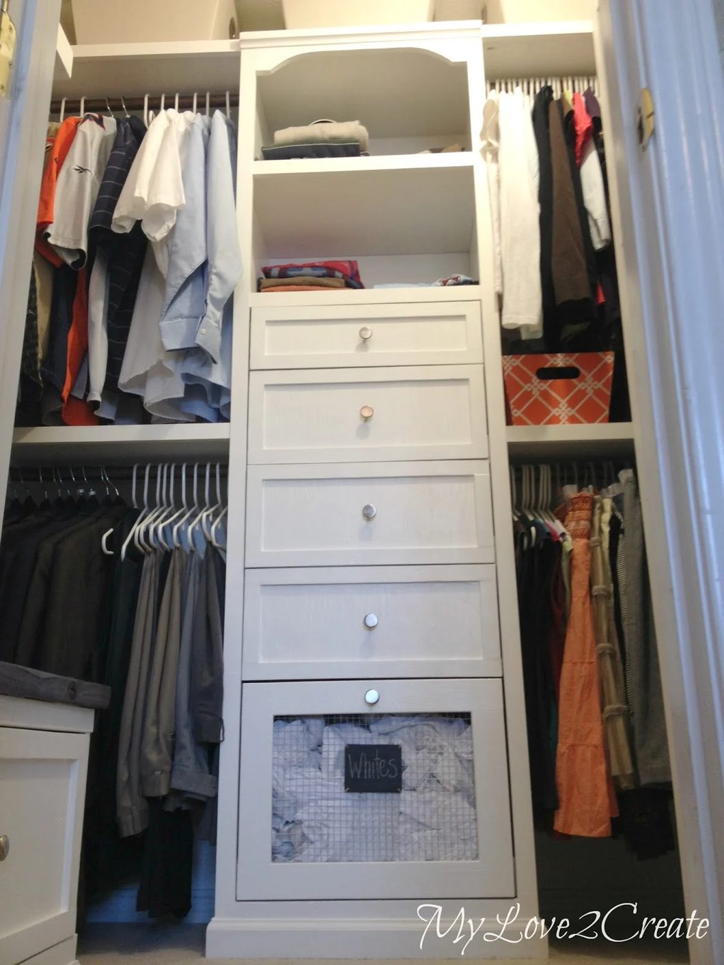 master closet makeover with laundry hampers and storage tower, My Love 2 Create on Bekob