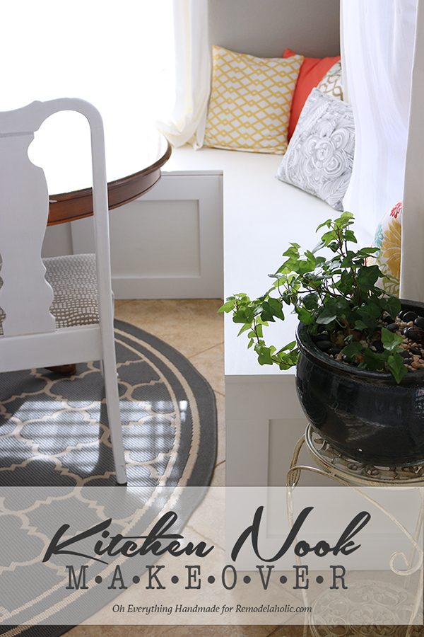 Make over a kitchen nook by adding a banquette bench! Built it with Oh Everything Handmade @Bekob #kitchen #dining #Handmade