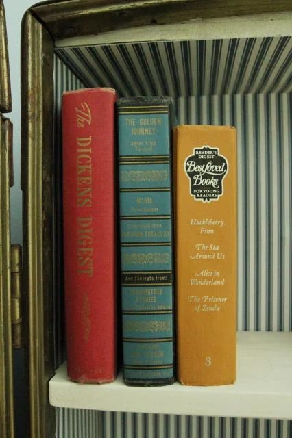 details of antique trunk bookcase, featured on Bekob.com